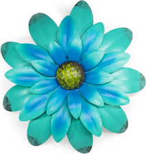 Blue Metal Flowers Wall Decor Metal Wall Art Decorations Hanging for Indoor Outd