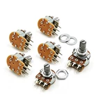 WH148 5 Pins Audio Stereo Potentiometer with Switch Shaft 15mm B20K B100K B50K