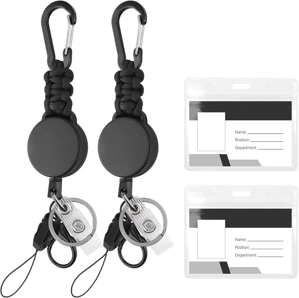SchlüSselband Ausziehbar Id-Ausweishalter Jojo 60Cm Stahlseil Karabinerhaken-image
