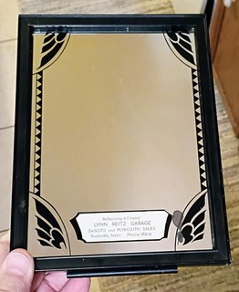 1940s? DESOTO & PLYMOUTH CARS Dealer MIRROR SIGN...Rushville Nebraska