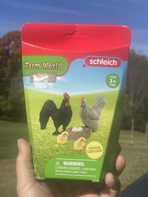 Schleich Ayam Cemani Dominique Rooster & Hen Chicken Farm Family SET NEW blt7j2