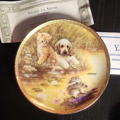 Franklin Mint Giordano Limited Edition Porcelain Plate 24K Gold Animals A1113
