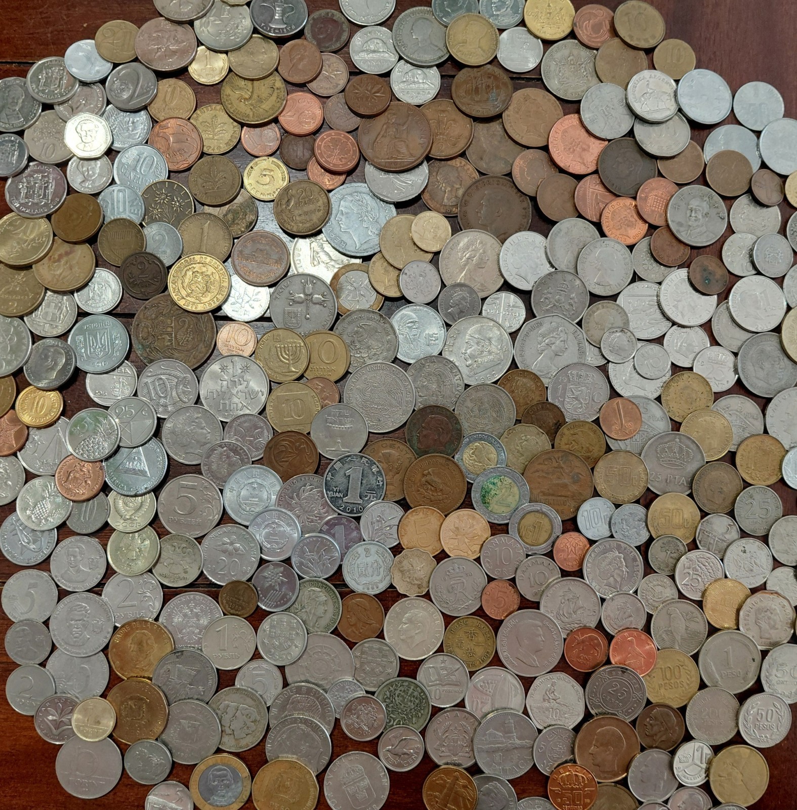 Bulk Mixed Lot--100 UNIQUE Foreign Coins From Around the World