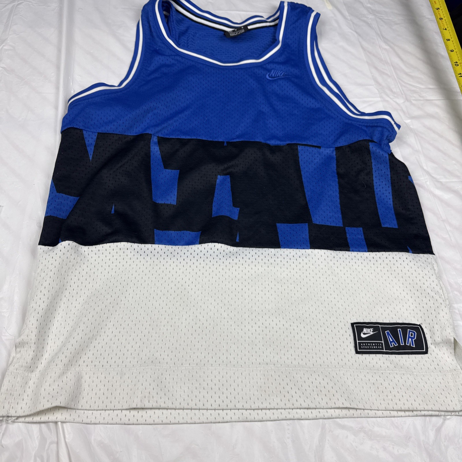 Nike Air Mesh Basketball Jersey Tank Top Blue & White Size Medium