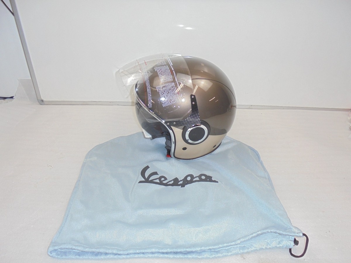 Vespa VJ Open Face Crash Helmet Brown / Beige New 605914M | eBay