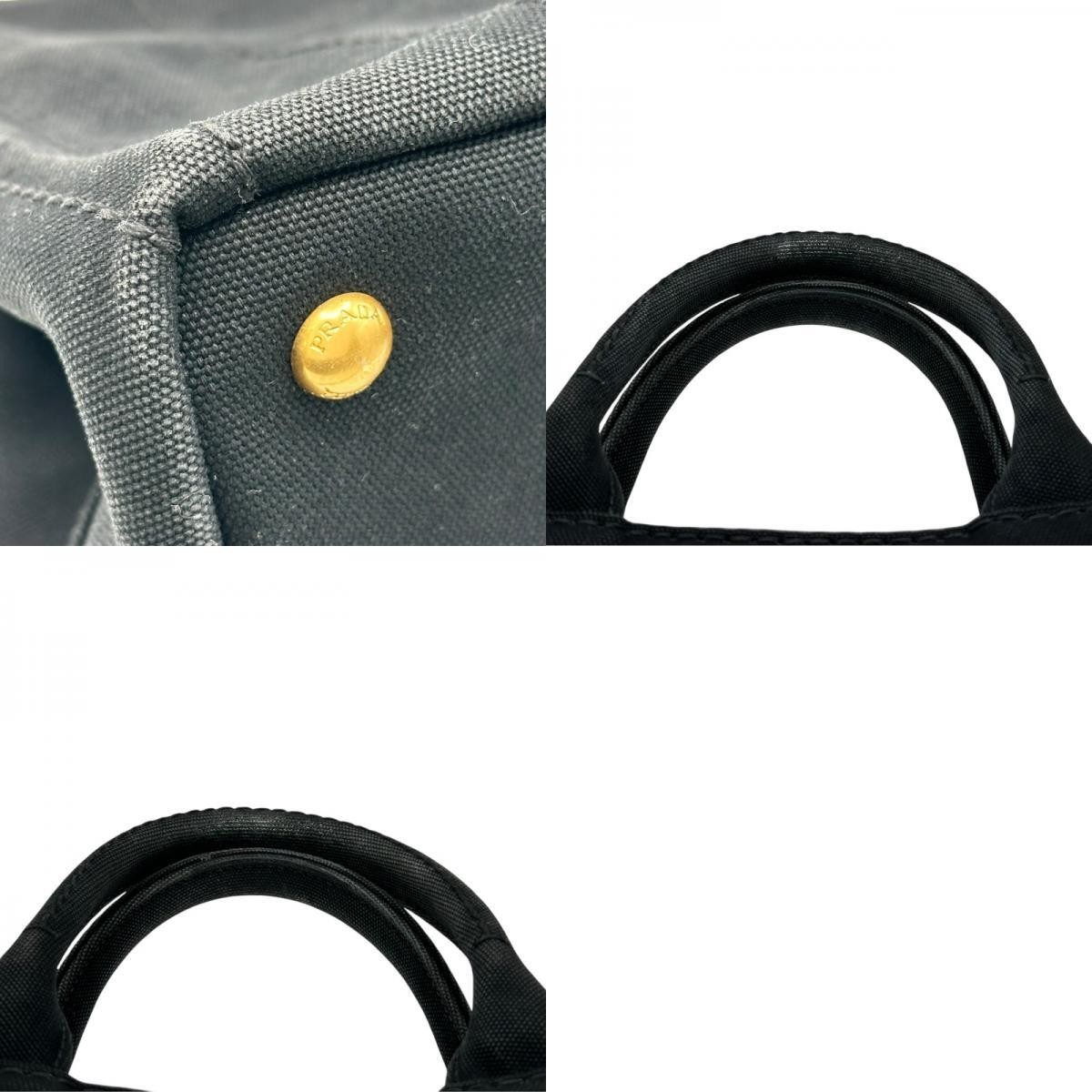 PRADA Canapa Mini 1BG439 Black Gold Hardware Canvas Shoulder Bag Ladies Used fro thumbnail 10