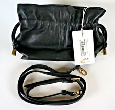 NEW With Tags Ted Baker Black Gathered Leather Slouchy Mini Cross Body Bag