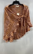 NWT Natalie Martin Valentina Coverup Wrap Skirt Leopard Blush Ruffle Size M