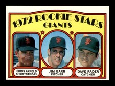 1972 Topps #232 Chris Arnold/Jim Barr/Dave Rader Giants Rookies NM/NM+ X3702772