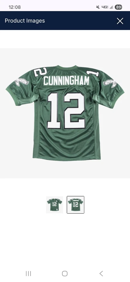 Auténtica camiseta 1992 Randall Cunningham Eagles Mitchell & Ness, GRANDE 44 Foto 2 de 4