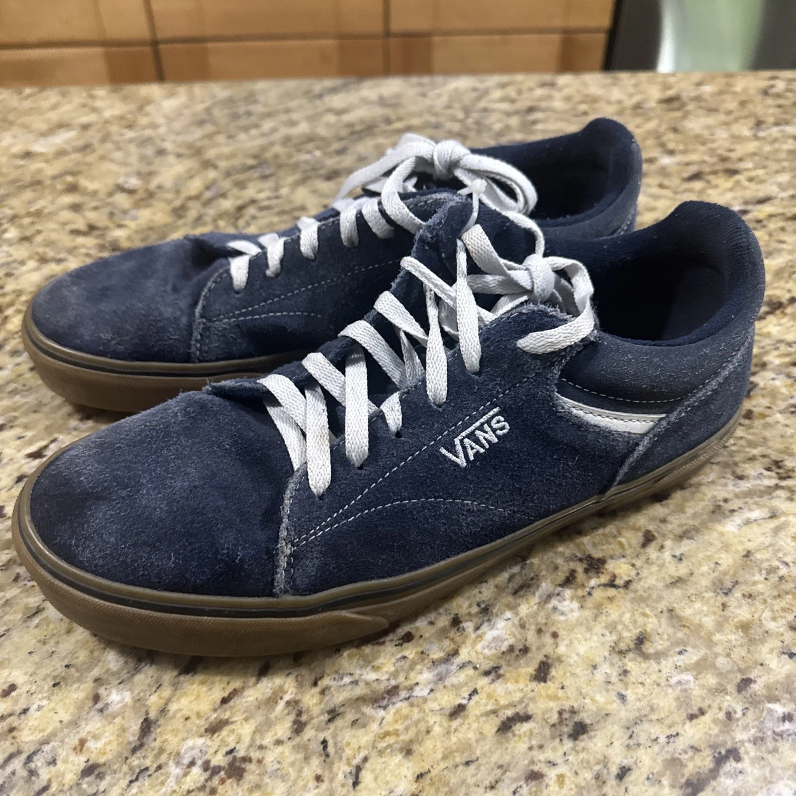 Sneakers basse da skateboard Vans Seldan da uomo taglia 9 5 blu scamosciate suola gomma
