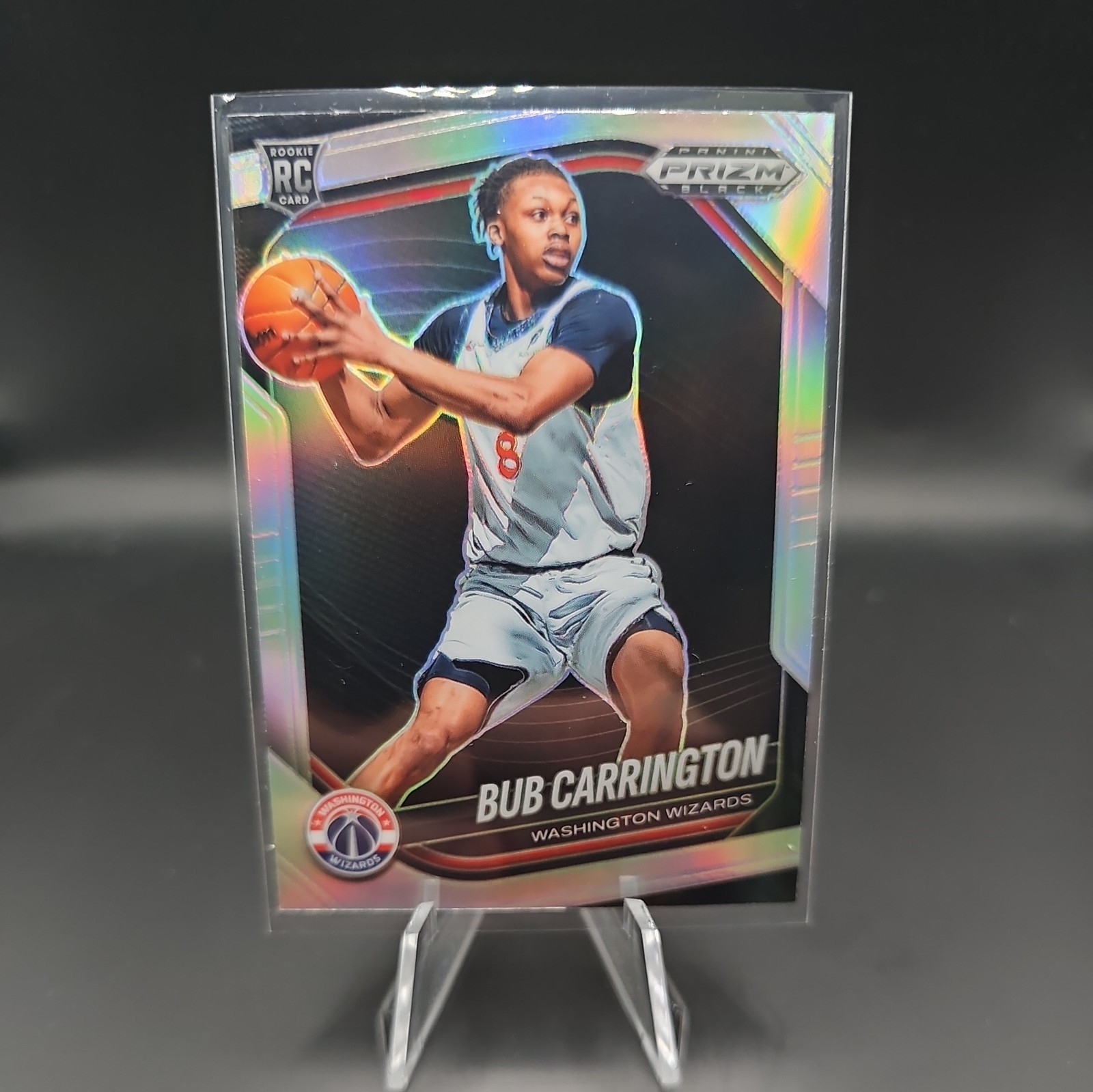 2024-25 Panini Prizm Black #92 Bub Carrington Silver SP Rookie RC Washington