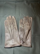 Women  s Brown Genuine Italian Leather Driving Gloves W/Buttons Fine Soft Size 7