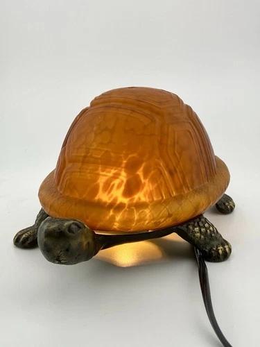 Vintage Turtle Tortoise Lamp Night Light Tiffany Style Glass Shell