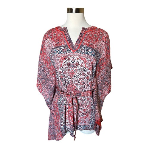 W by Worth Batik Floral Print Kaftan Belted Tie Waist - Worth P = US Sz S - Picture 1 of 8