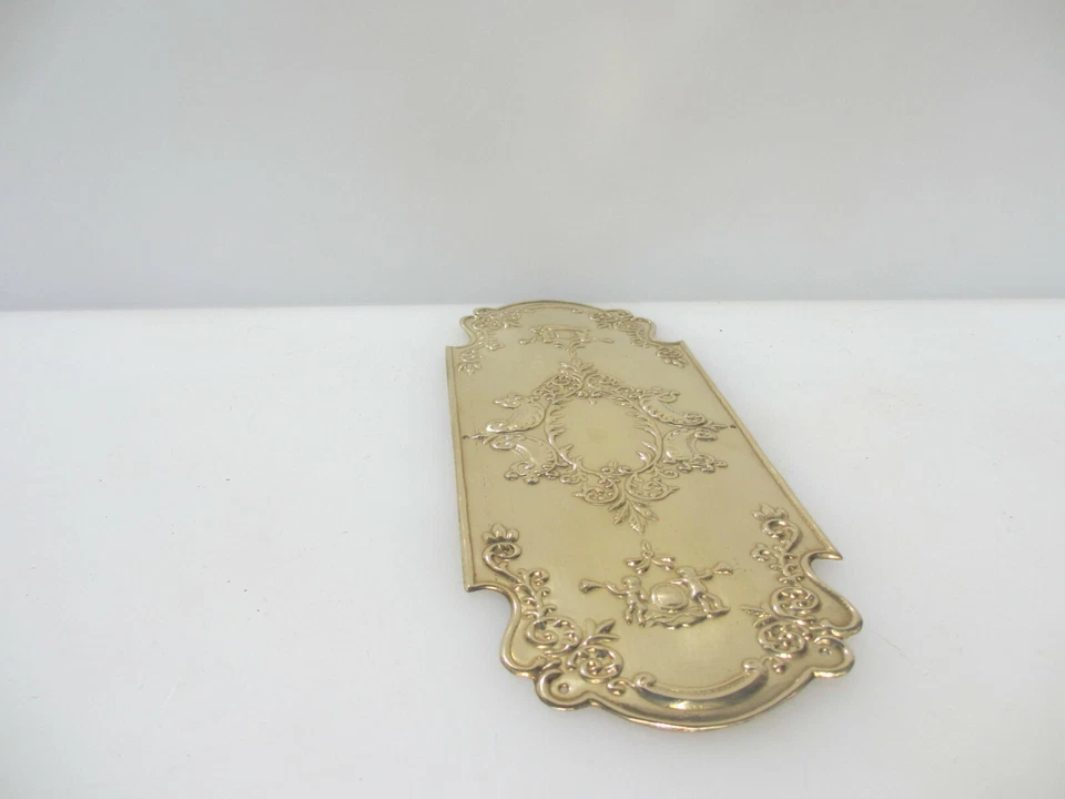 Brass Finger Plate Push Door Handle Art Nouveau Cherubs Rococo Antique STYLE - Image 3 of 4