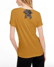 Maison Jules Women's Tie-Back Solid Short-Sleeve T-Shirt, Gold Poppy, XL