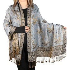 Women Paisley Pashmina Shawl Wrap Colorful Pattern Rave Winter Oversized Scarf