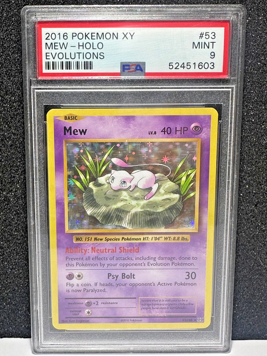 2016 Pokemon XY MEW - HOLO EVOLUTIONS - PSA 9 - Rare Vintage Card