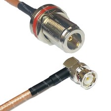 RG142 N FEMALE BULKHEAD to BNC MALE ANGLE Coaxial RF Cable USA-Ship Lot