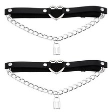 Adjustable Heart Leg Garter Belt Heart with Chain Elastic Thigh Garters for W...