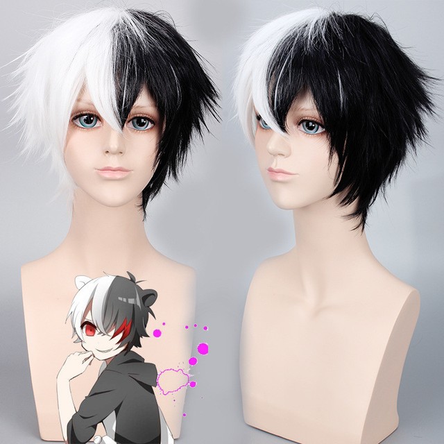 Cruella Devil 101 Dalmatians Cosplay Wig Half Black White Hair