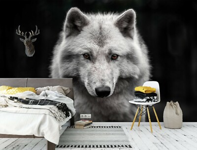 3D Grey Wolf ZHUA97 Wallpaper Wall Murals Removable Self-adhesive Zoe