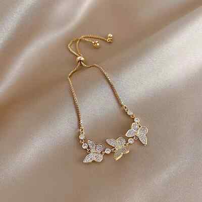 1pc stylish and luxurious diamond butterfly adjustable women's bracelet daily