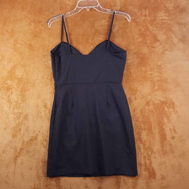 NSR Dress Womens Medium Black Mini Sheath Bodycon Sparkle Stretch Adjustable