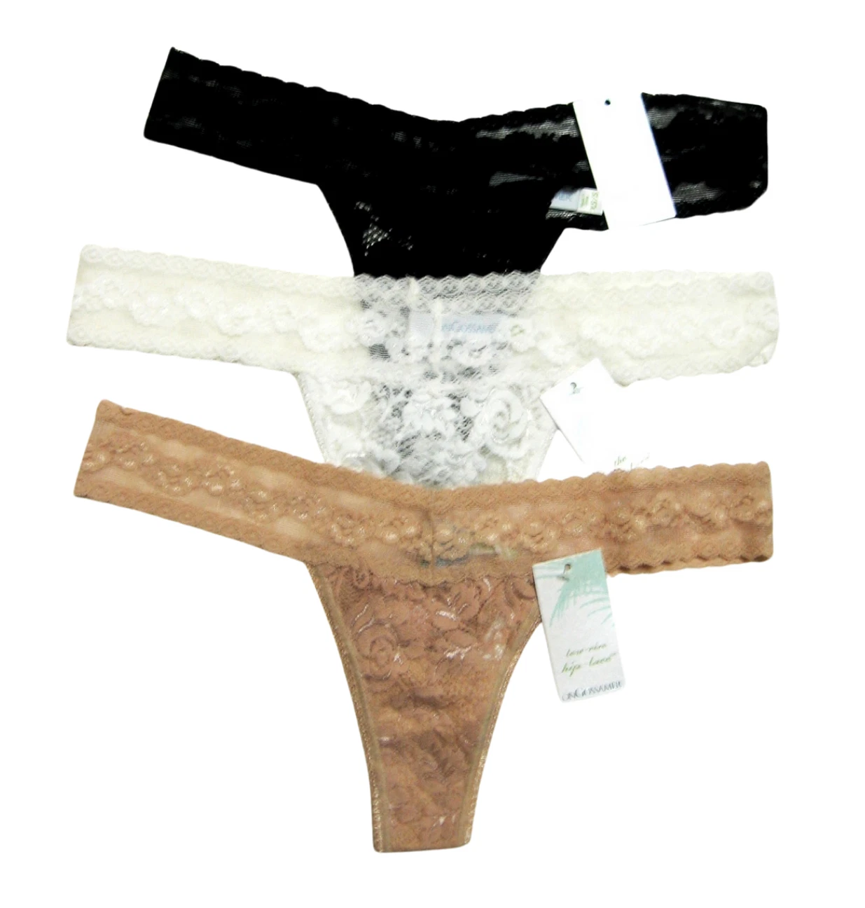 www.prominentresults.com :A139T OnGossamer NEW Women's Belle Signature Low Rise Hip All Lace Mesh Thongs