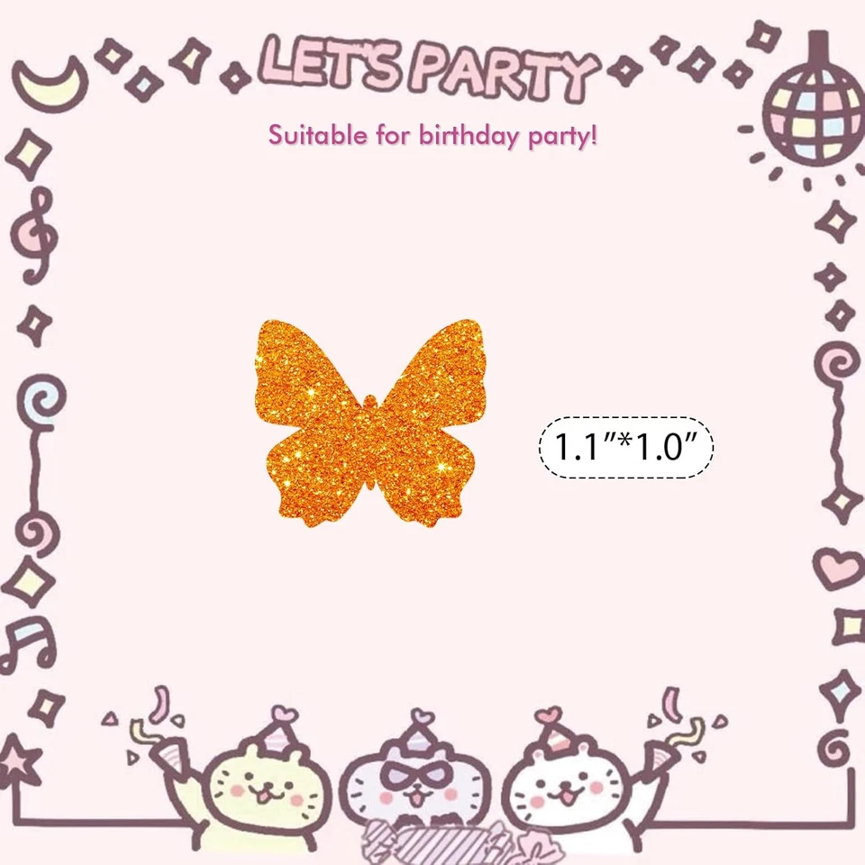 Juego de 100 confeti mariposa, dispersión de papel mariposa brillo naranja, mariposa Foto 2 de 4