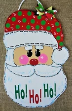 Ho Ho Ho SANTA CLAUS Christmas SIGN Wall Door Hanger Plaque Wreath Accent Decor