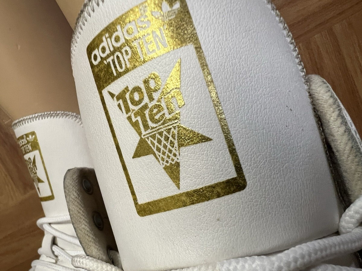 Size 12 - adidas Top Ten High White Black Gold for sale