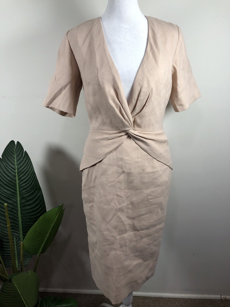 Robe Couleur Crème Rebecca Taylor En Lin - Taille 4, Longueur Genoux