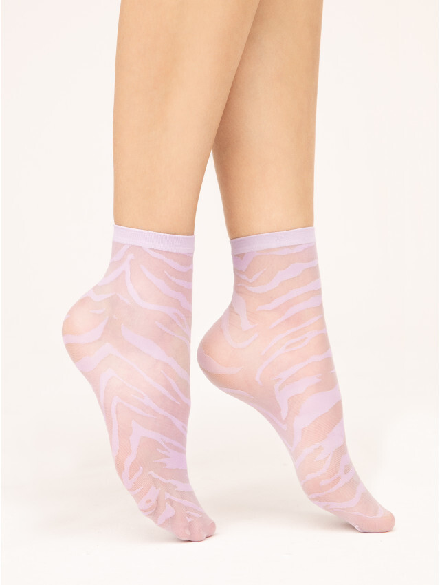 Fiore ankle socks - Steppe - Zebra animal print, sheer black, white or lilac-image