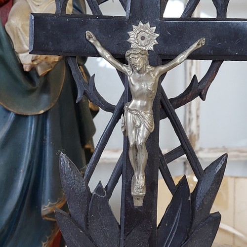 Antikes Standkreuz, Holz geschnitzt, Kruzifix 45 cm hoch - Bild 4 von 9