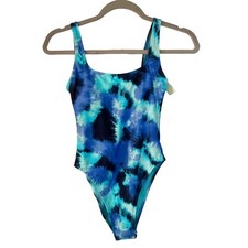 NWT Aerie Swimsuit Cheekiest One Piece XS Blue Abstract UPF50 Beach Tropical