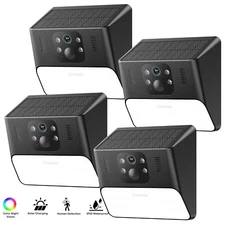 Cinnado Solar Security Camera Wall Light 2K Wireless Outdoor Cam Human Detection