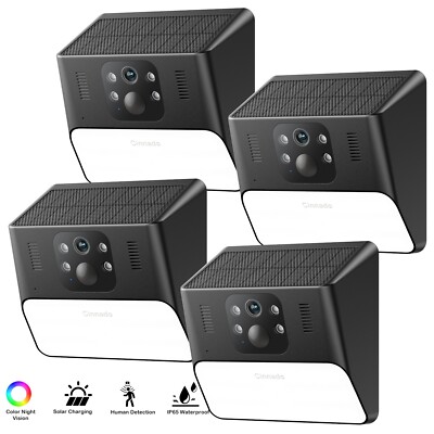 Cinnado Solar Security Camera Wall Light 2K Wireless Outdoor Cam Human Detection