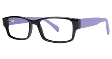 MODERN OPTICAL CHILL UNISEX PLASTIC EYEGLASSES 51-17-140 BLK/LILAC W/ SOFT CASE