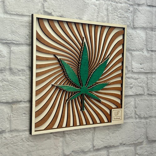 Quadro in Legno Regalo per Cannabis Club Decorazione da Parete Compleanno Foglia di Marijuana - Foto 7 di 14