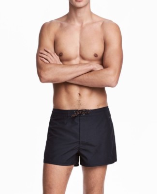 Sexy Herren-Badeshorts H&M Schnürung verdeckter Reißverschluss Netzfutter gestreift neu mit Etikett S3