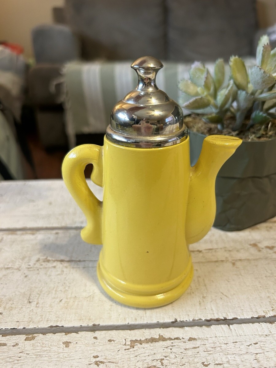 VINTAGE AVON YELLOW COFFEE TEAPOT PITCHER PERFUME BOTTLE