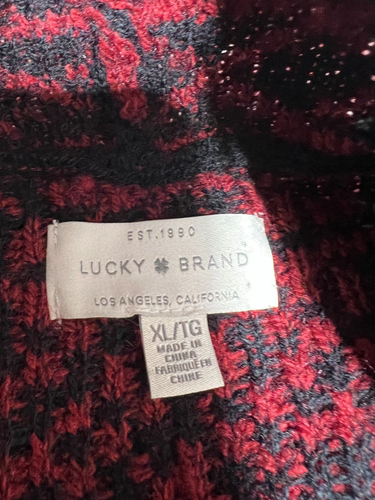 Lucky Brand Women XL Burgundy Black Open Front Cardigan Jacket Boho New NWT - Picture 4 of 8