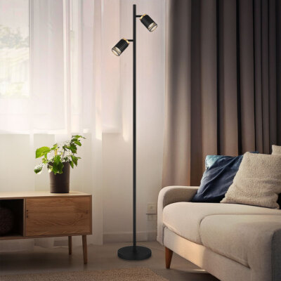 Standlampe Stehlampe Stehleuchte schwenkbar 2 flammig schwarz BigLight