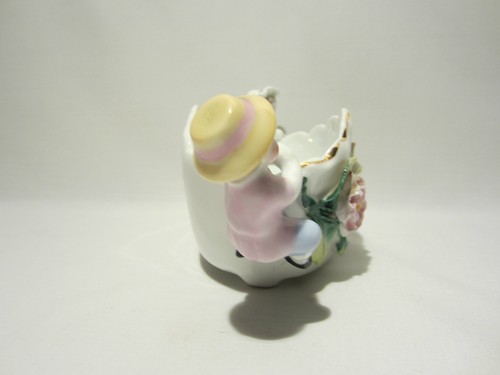 ANCIENNE JARDINIERE PORCELAINE BISCUIT DECOR ENFANTS ET FLEURS MARQUE ET NUMERO - Foto 4 di 9