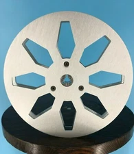 Burlington Recording 1/4"x7"SILVER Trident Metal Reel Silver Box-8 Spike Windows