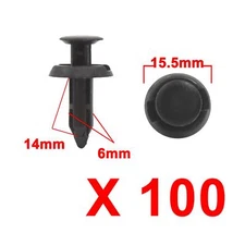 100Pcs 6mm Hole Dia Plastic Push in Clips Rivet Retainer Fastener Pin Car Body