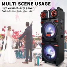 Portable Dual 10'' 4500W Bluetooth Speaker Heavy Bass LED FM TF AUX w/Mic Remote