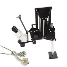 7x-45x Zoom Micro Inlaid Mirror Multi-directional Microscope+ Stand Jewelry Tool